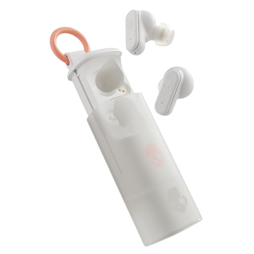 Skullcandy Dime Evo In-Ear Wireless-Kopfhörer, 36 Std. Akkulaufzeit, Mikro, kompatibel mit iPhone, Android und Bluetooth-Geräten - Bone/Orange