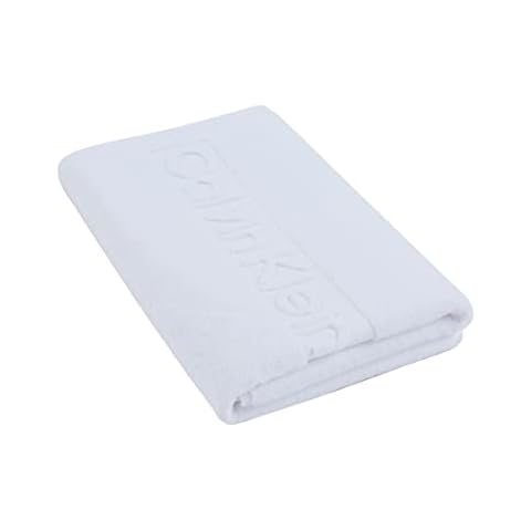 Calvin Klein Toalla de baño de Color sólido, 1 Pieza, 70 cm x 140 cm, 100% algodón, 629 g/m², Color Blanco Cover