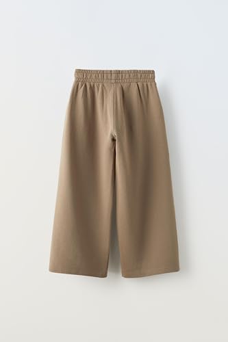 Image of Alan Jones Clothing Girls Mid Rise Solid Cotton Wide Leg Trackpant | French Terry Fabric | Relaxed Fit