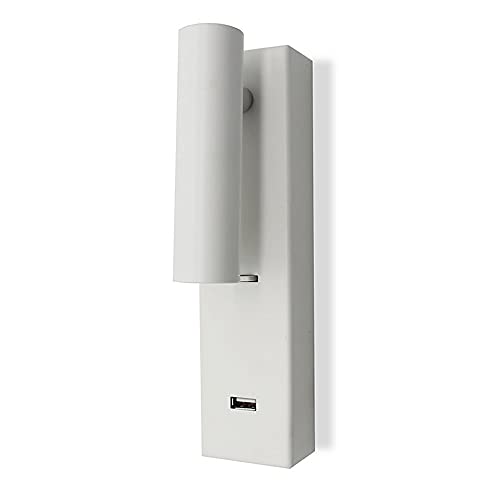 Aplique de pared LED para lectura en cabecera con puerto de carga USB y foco giratorio 2
