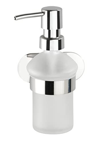 Wenko Turbo-Loc Stainless Steel Orea Shine Liquid Soap Dispenser No Drilling Capacity 0.2 litres, Glossy Silver, 10 x 16.5 x 10.5 cm