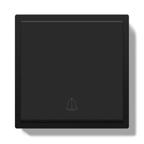 BSEEDLIFE Interruptor de Timbre Empotrado,Interruptor de Botón con Marco de PC,Timbre con Conexiones de Resorte Para Casa y Piso,Fácil Instalación,80 * 80mm Negro