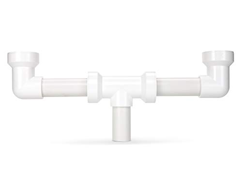 KEENEY 130-16QLK Push Fit Double Bowl Center 16-in. Outlet Waste, White