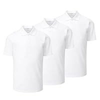 Trutex Basics 3 Pack Regular Fit, Short Sleeve School Polo Shirts for Boys and Girls (2-16 Years), Unisex Kids Polo Shirts Boys and Girls, Ideal for PE Kits - Genuine School Uniform White