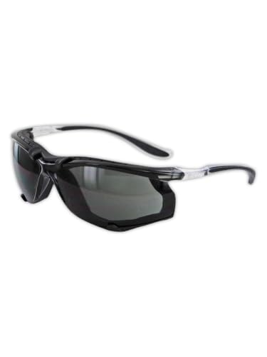 Image of MAGID Gemstone Onyx Foam Lined Safety Glasses, ANSI Z87.1, Removable Foam Seal Blocks Dust & Debris, Anti-Fog UV Protection, Wraparound Gray Lens, Black Frame, 1 Pair, Y84