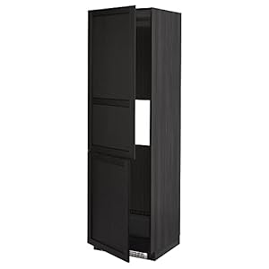 Ikea METOD hi cab f fridge or freezer w 2 drs, 60x60x200 cm, black/Lerhyttan black stained