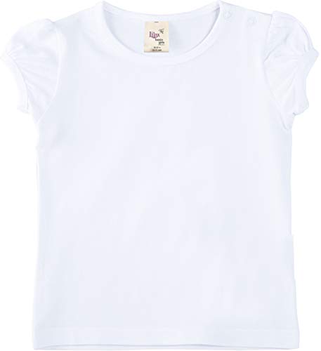 Lovetti Lilax Baby Girls' Basic Short Puff Sleeve Round Neck T-Shirt 18-24M White