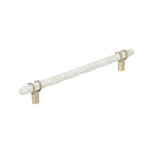 Amerock 8" Carrione Marble White/Golden Champagne Drawer Pull