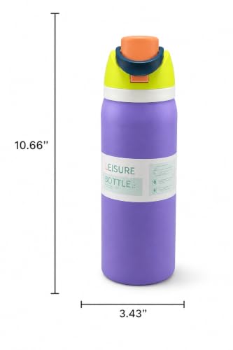 Image of HomeCloud 1200ML Stainless Steel Water Bottle - Double-Wall Vacuum Insulated, Leakproof Straw Lid, BPA-Free Reusable Travel Flask with Two-Way Spout for Gym, Office & Outdoor Use (S Lavender Green)