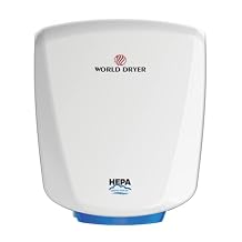 HEPA-Filtered VERDEdri, White Aluminum, Surface-Mounted ADA Compliant, Energy-Efficient High-Speed Dryer, Universal Volt