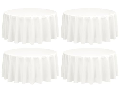 Showgeous 4 Pack Ivory Polyester 90 Inch Round Tablecloths