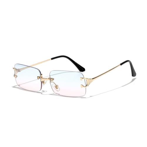 Lunettes de soleil en métal sans monture carrée, finition soignée et verres haute protection