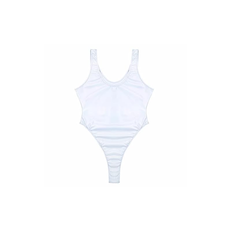 inlzdz-Womens-PVC-Leather-Shiny-Metallic-Monokini-Swimwear-Wet-Look-High-Cut-One-Piece-Thong-Bodysuit-Leotard-Silver-Large inlzdz-Womens-PVC-Leather-Shiny-Metallic-Monokini-Swimwear-Wet-Look-High-Cut-One-Piece-Thong-Bodysuit-Leotard-Silver-Large