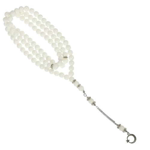 Collier en alliage blanc avec bracelet de perles de verre cadeau chapelet islamique