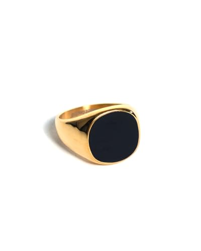 Bague chevalière noire qui ne verdit pas la peau en acier inoxydable durable