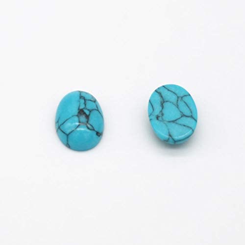 20Pcs Natural Stone Turquoise Cabochon Flatbacks Oval Gemstone Cabochons For Jewelry Making, 10 X 14Mm​ #TOP3