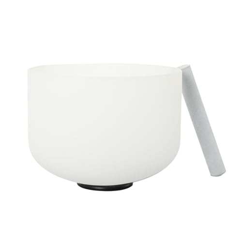 Lfhelper 10 inch E Chakra Crystal Singing Bowl, High Purity Quartz Sound Bowl for Chakra Balancing, Meditation, Stress Relief, Healing Vibrations, Heart Chakra Activation, and Sound Therapy