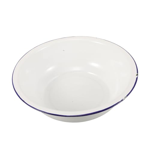 PartyKindom Vintage Enamel Basin White Foot Tub for Soaking Laundry Relaxation Retro Design Enamelware Bowl for Foot Baths Versatile Home Decor Practical Use