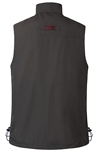 Foto von Yukirtiq Herren Outdoor Anglerweste Leicht Safari Weste Multifunktionsweste Atmungsaktiv Angeln Weste Jagdweste Taschen Wandernweste Fotografie Ärmellos Jacke, Grau, 3XL