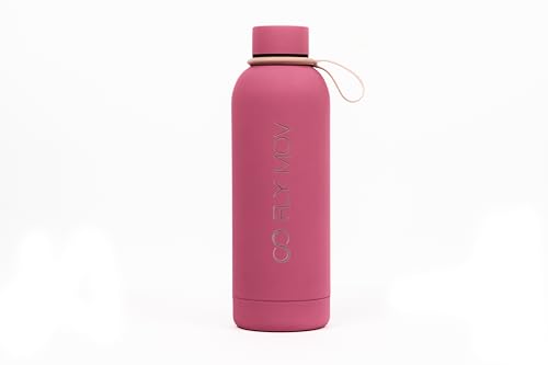 Termo de acero inoxidable con tapa rosca y aislamiento al vacío Fucsia - 500ml - acabado de goma mate - libre de BPA - funcional y elegante.