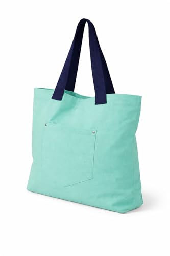 Marubhumi Aesthetic Canvas Tote Bag for Women with Outer Pocket (Sea Green) – Reusable Cotton Shoulder Bag for Shopping, Work, Travel & Casual Use