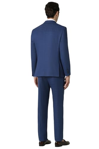 Image of Men Navy Check Slim Fit Wedding Three Piece Suit