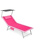 Intimitaly Telo Lettino Mare in Microfibra, 190x70 cm, con Cuscino Gonfiabile Integrato, Tasche Laterali ed Elastici agli Angoli, Asciugatura Rapida (Fuxia)