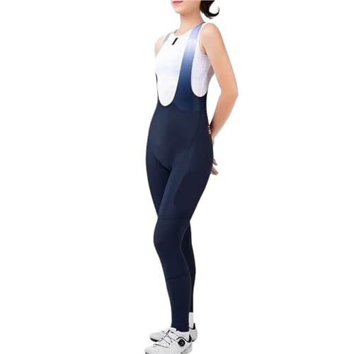 GIYXHU Culotte con Tirantes para Ciclismo Pantalones de Ciclismo for Mujer, Pantalones térmicos Lana for Invierno, con Tirantes for, Largos Alta Elasticidad(Dark Blue,S)