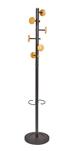 ALBA PMMUSIC N Porte-Manteau, Acier, Noir/Bois Clair, Moyen