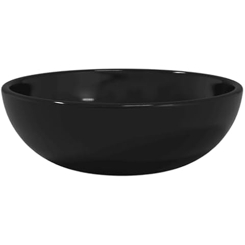 vidaXL Tempered Glass Black Bathroom Sink Cover
