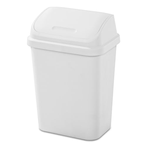 Sterilite Swing Top Wastebasket, Trash Can, 7.8 Gallon, White, 6-Pack - image 3