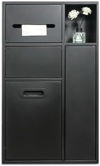 Toilet Niche,Stainless Steel Shower Niches Toilet Paper Storage Rack with Tipping Bucket Trash Can Recessed Bathroom Niches(Black 40x86x14cm) (Black 40x67x14cm)