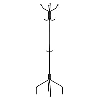 eSituro Coat Hanger Stand, Free Standing Clothes Rack with 12 Hooks, 176cm Metal Clothes Stand Coat Rack, Tree Shaped Hat Handbag Scarf Hanger, Black