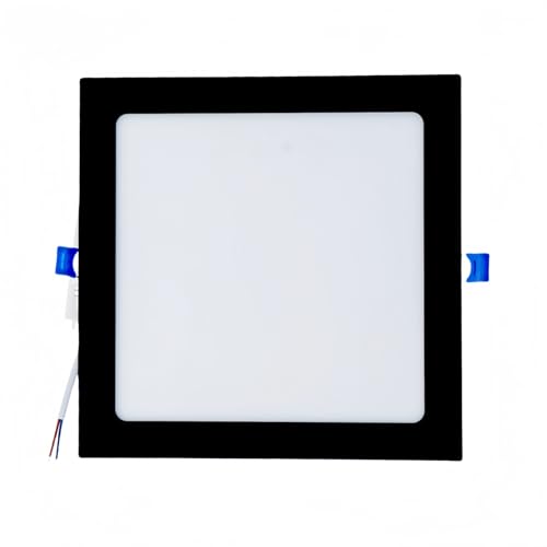 ONSSI Placa LED de Techo 20W 2000lm,Cuadrada 220x220 mm Blanco Frío (CCT Regulable en Blanco Neutro Cálido) Panel LED Super slim Empotrado Downlight Led (Marco Negro)