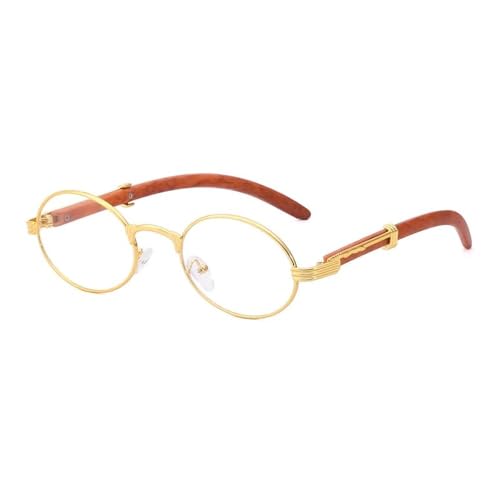 Lunettes de soleil rétro en imitation bois avec leur petite monture ronde vintage