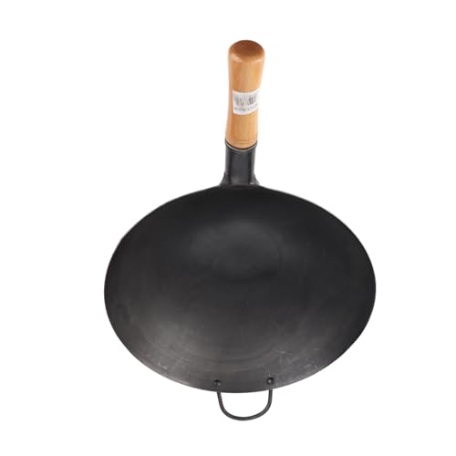 MOZUO Padella in Ferro Antiaderente Padella Cinese da Cucina Padella in Ferro Battuto a Mano Padella con Manico Unico Adatta per Fornelli Elettrici, a Induzione e a Gas (40 cm)