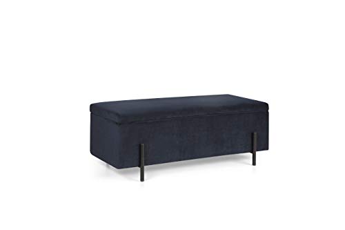 LIFA LIVING Baúl de Interior Azul Oscuro, Banco de pie de Cama, Asiento y almacenaje, Forrado en Terciopelo