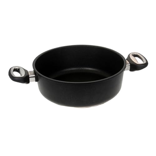 Lotus Gusspfanne - Bratenkasserolle Ø 28cm Induktion geeignet, Bodenmaß 22cm, Höhe 8,8cm, Deckelmaß 28cm