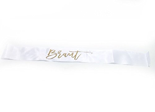 Preisvergleich Produktbild Schärpe Braut weiß / gold Junggesellinnenabschied JGA Hen Night