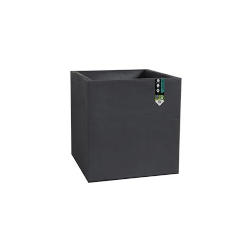 EDA - Pot Carré 40 cm Volcania 31 L - Décor Imitation Pierre -Utilisable à l'Intérieur et à l'Extérieur - Zone de Rétention d'eau pour limiter l'Arrosage - 39,5 x...