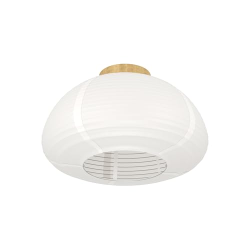 Eglo Summerhill, Lámpara de techo estilo japonés, lámpara de salón de madera marrón y papel blanco, certificado FSC, casquillo E27, diámetro de 40 cm