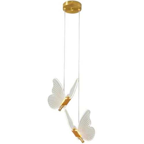 DLGLOLIN Double Tête Suspension Luminaire LED Interieur 2 Lampes Suspensions Papillon Créatif, Décoratif Lustre Moderne Plafonnier pour Enfants Chambre...