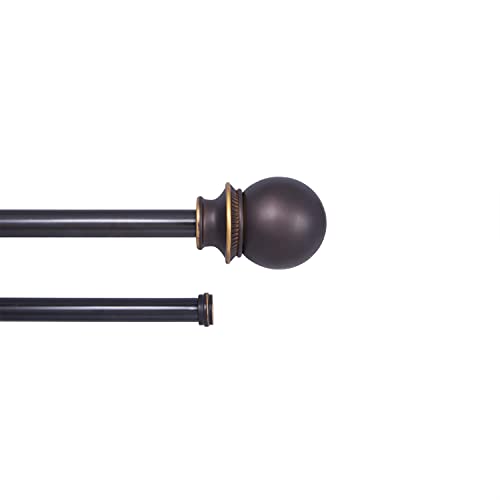 Kenney Knm75216Np Fast Fit Birkin 5/8" Easy Install Decorative Window Double Curtain Rod, 36-66", Oil Rubbed Bronze #TOP19
