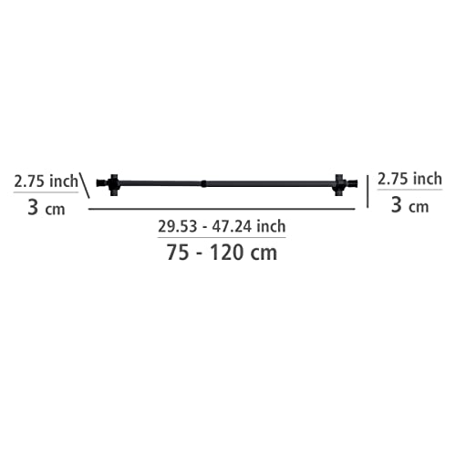 WENKO Kleiderstange Herkules 2er Set, Waagerechte Ergänzungs-Stange zum passenden Teleskop-System, Metall, Ausziehbar bis 120 cm, Schwarz