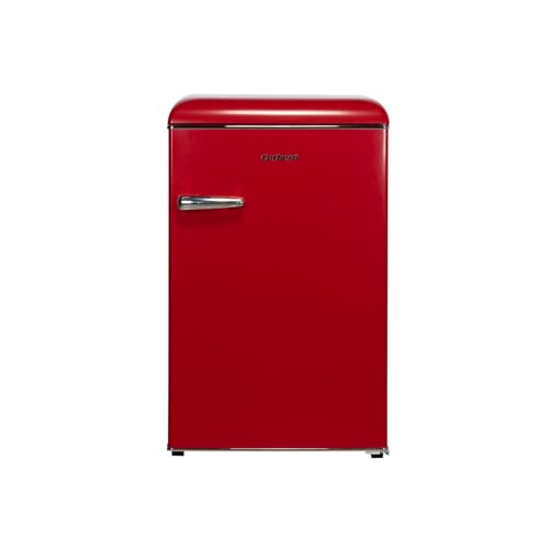 Corberó   Frigorífico Retro Estático | E CF1PG90RR | Nevera 110L + 18L Congelador | 90 cm| Luz interior | Cajón Crisper | Descongelación Manual | Estantes de Cristal | Patas niveladoras | Rojo