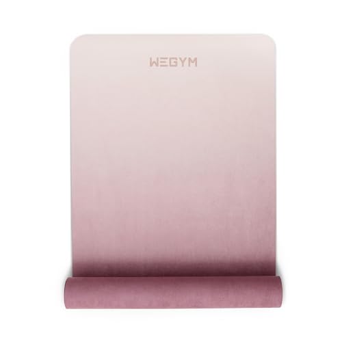 WeGym 4mm Yoga Mat - Polyester Suede; Rose Hombre - Anti-Slip, Cushioned Exercise Mat Crafted for Yoga, Pilates, and Home Workouts - 100% Natural Rubber Base for Stability & Joint Support