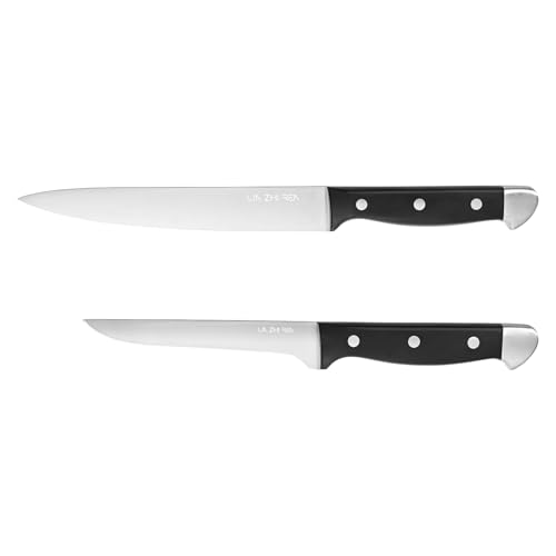LIN ZHI REN Juego de 2 Cuchillos de Cocina Profesional – Cuchillo para Rebanar y Deshuesar | Hoja de Acero Inoxidable Premium | Mango Ergonómico | Ideal para Carne, Barbacoa y Cocina Doméstica