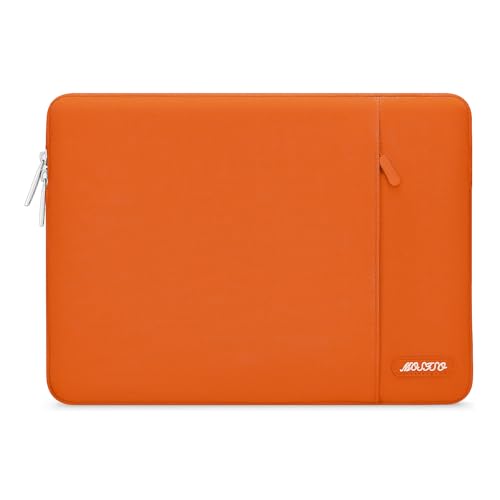 Image of MOSISO Laptop Case 13 inch, 13 inch Laptop Sleeve Compatible with MacBook Air M4 M3 M2 M1 2025-2018 / Pro M2 M1 2025-2016, Polyester Vertical Computer Sleeve Bag with Pocket, Orange