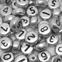 Plastic Number Beads Silver Round 7mm, 68 Grams (About 500 Beads)