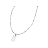 QHQQXN NBYGSC Collar de Oso de Plata de Ley 925 para Mujer, Collar de Cuentas de arroz de Oso de Goma Colorido Amante de Bohemia, Collar de Oso de Goma, joyería de Oso de Goma, Dije de Oso, Collar de
